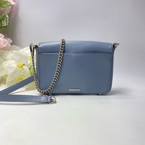 Rebecca Minkoff Leather Shoulder Bag Crossbody Slate Blue Small - Picture 1 of 9